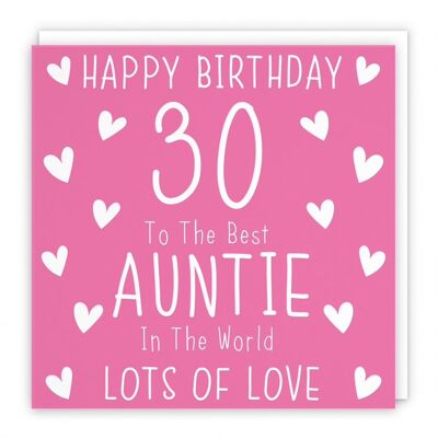 Hunts England Auntie 30th Birthday Card - Happy Birthday - 30 - To The Best Auntie In The World - Lots Of Love - Iconic Collection