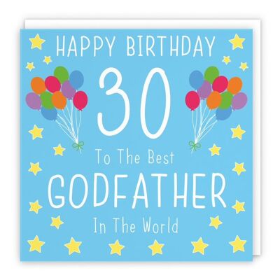 Hunts England Godfather 30th Birthday Card - Happy Birthday - 30 - To The Best Godfather In The World - Iconic Collection