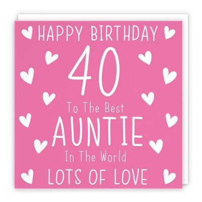 Hunts England Auntie 40th Birthday Card - Happy Birthday - 40 - To The Best Auntie In The World - Lots Of Love - Iconic Collection