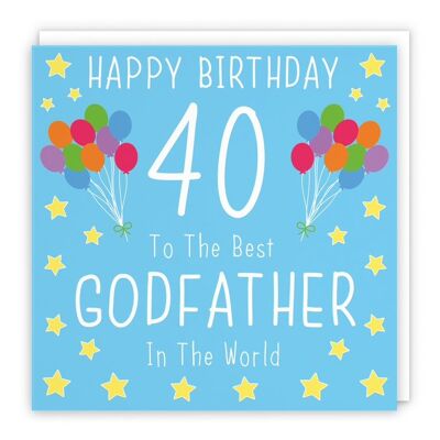 Hunts England Godfather 40th Birthday Card - Happy Birthday - 40 - To The Best Godfather In The World - Iconic Collection