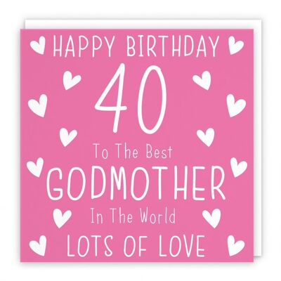 Hunts England Godmother 40th Birthday Card - Happy Birthday - 40 - To The Best Godmother In The World - Lots Of Love - Iconic Collection