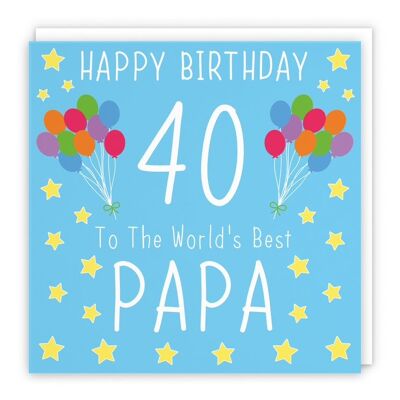 Hunts England Papa 40th Birthday Card - Happy Birthday - 40 - To The World's Best Papa - Iconic Collection