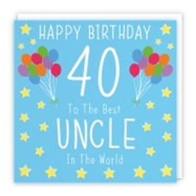 Hunts England Uncle 40th Birthday Card - Happy Birthday - 40 - To The Best Uncle In The World - Iconic Collection