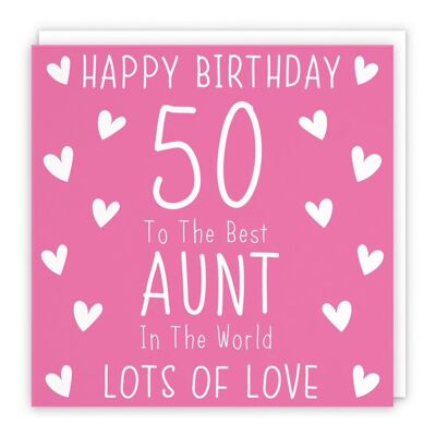 Hunts England Aunt 50th Birthday Card - Happy Birthday - 50 - To The Best Aunt In The World - Lots Of Love - Iconic Collection