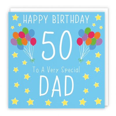 Hunts England Dad 50th Birthday Card - Happy Birthday - 50 - To A Very Special Dad - Iconic Collection