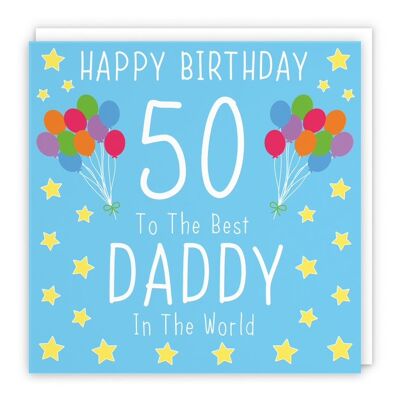 Hunts England Daddy 50th Birthday Card - Happy Birthday - 50 - To The Best Daddy In The World - Iconic Collection