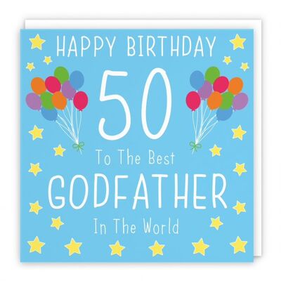 Hunts England Godfather 50th Birthday Card - Happy Birthday - 50 - To The Best Godfather In The World - Iconic Collection
