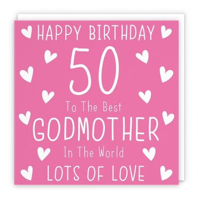Hunts England Godmother 50th Birthday Card - Happy Birthday - 50 - To The Best Godmother In The World - Lots Of Love - Iconic Collection