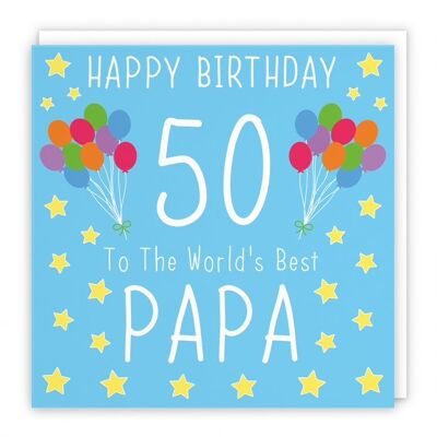 Hunts England Papa 50th Birthday Card - Happy Birthday - 50 - To The World's Best Papa - Iconic Collection