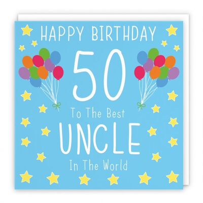 Hunts England Uncle 50th Birthday Card - Happy Birthday - 50 - To The Best Uncle In The World - Iconic Collection