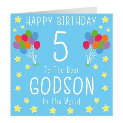 Hunts England Godson 5th Birthday Card - Happy Birthday - 5 - To The Best Godson In The World - Iconic Collection