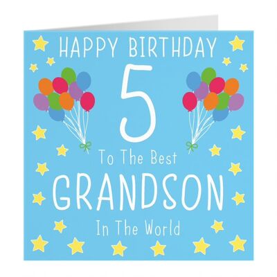 Hunts England Grandson 5th Birthday Card - Happy Birthday - 5 - To The Best Grandson In The World - Iconic Collection