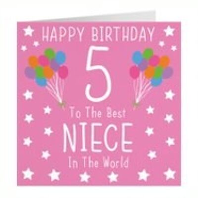 Hunts England Niece 5th Birthday Card - Happy Birthday - 5 - To The Best Niece In The World - Iconic Collection