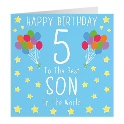 Hunts England Son 5th Birthday Card - Happy Birthday - 5 - To The Best Son In The World - Iconic Collection