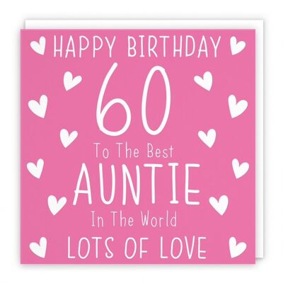 Hunts England Auntie 60th Birthday Card - Happy Birthday - 60 - To The Best Auntie In The World - Lots Of Love - Iconic Collection