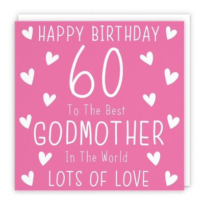 Hunts England Godmother 60th Birthday Card - Happy Birthday - 60 - To The Best Godmother In The World - Lots Of Love - Iconic Collection