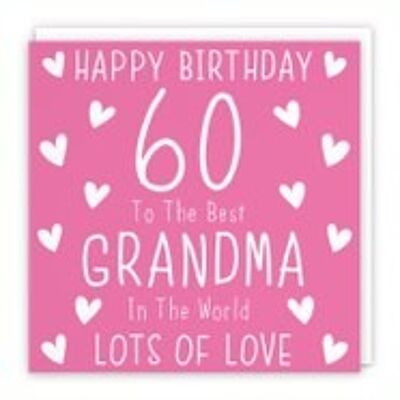 Hunts England Grandma 60th Birthday Card - Happy Birthday - 60 - To The Best Grandma In The World - Lots Of Love - Iconic Collection