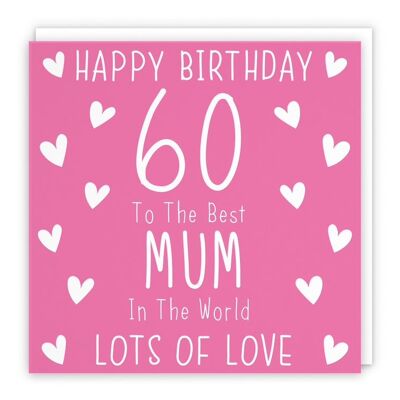 Hunts England Mum 60th Birthday Card - Happy Birthday - 60 - To The Best Mum In The World - Lots Of Love - Iconic Collection