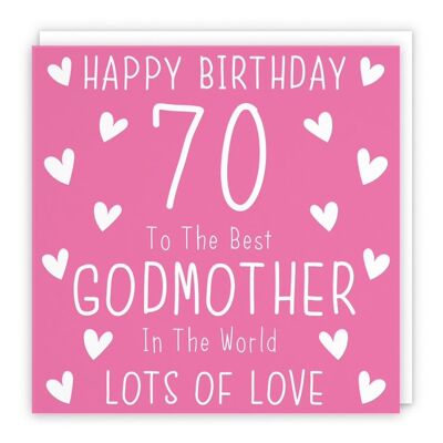 Hunts England Godmother 70th Birthday Card - Happy Birthday - 70 - To The Best Godmother In The World - Lots Of Love - Iconic Collection
