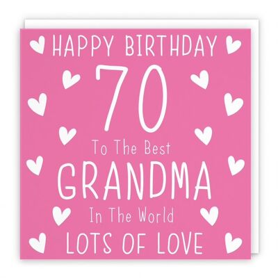 Hunts England Grandma 70th Birthday Card - Happy Birthday - 70 - To The Best Grandma In The World - Lots Of Love - Iconic Collection