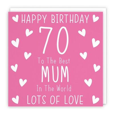 Hunts England Mum 70th Birthday Card - Happy Birthday - 70 - To The Best Mum In The World - Lots Of Love - Iconic Collection