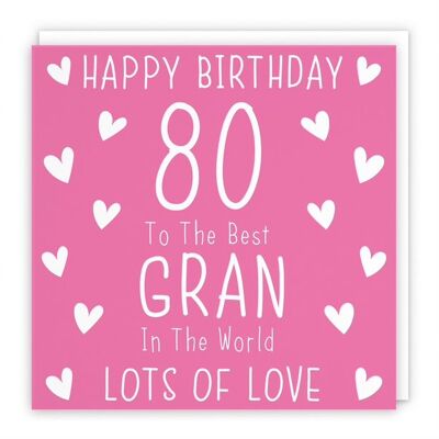 Hunts England Gran 80th Birthday Card - Happy Birthday - 80 - To The Best Gran In The World - Lots Of Love - Iconic Collection