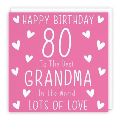 Hunts England Grandma 80th Birthday Card - Happy Birthday - 80 - To The Best Grandma In The World - Lots Of Love - Iconic Collection
