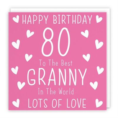 Hunts England Granny 80th Birthday Card - Happy Birthday - 80 - To The Best Granny In The World - Lots Of Love - Iconic Collection