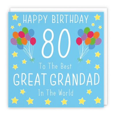 Hunts England Great Grandad 80th Birthday Card - Happy Birthday - 80 - To The Best Great Grandad In The World - Iconic Collection