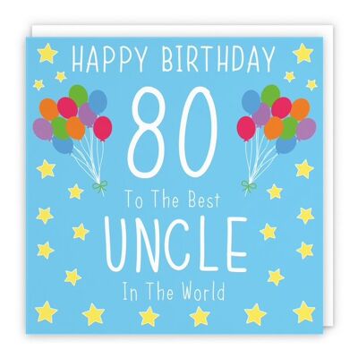 Hunts England Uncle 80th Birthday Card - Happy Birthday - 80 - To The Best Uncle In The World - Iconic Collection