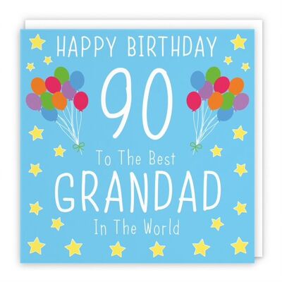 Hunts England Grandad 90th Birthday Card - Happy Birthday - 90 - To The Best Grandad In The World - Iconic Collection