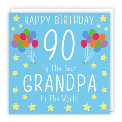 Hunts England Grandpa 90th Birthday Card - Happy Birthday - 90 - To The Best Grandpa In The World - Iconic Collection