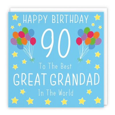 Hunts England Great Grandad 90th Birthday Card - Happy Birthday - 90 - To The Best Great Grandad In The World - Iconic Collection