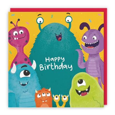 Hunts England Funny Monsters Childrens Birthday Card - Happy Birthday - Boys / Girls Monsters Birthday Card - Imagination Collection