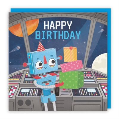 Hunts England Space Robot Boys Birthday Card - Happy Birthday - Robot On A Spaceship - Children's / Kids Birthday Card - Imagination Collection