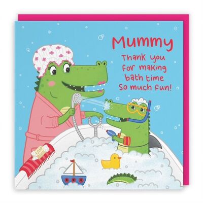 Hunts England Crocodile Cute Children’s Card For Mummy - For Mother’s Day / Birthdays / All Occasions - Mummy Thank You For Making Bath Time So Much Fun! - Imagination Collection