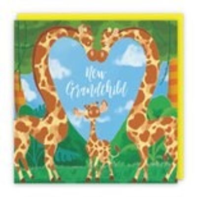 Hunts England New Grandchild Congratulations New Baby Card - Boy / Girl - Newborn - Cute Giraffes - Jungle Collection