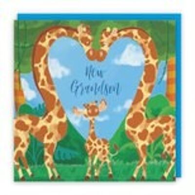 Hunts England New Grandson New Baby Congratulations Card - Newborn - Cute Giraffes - Jungle Collection