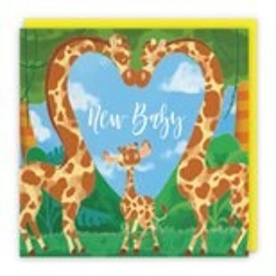 Hunts England New Baby Cute Giraffes Congratulations Card - Cute New Baby Card - For Mum To Be / Parents To Be - Newborn - Boy / Girl - Jungle Collection