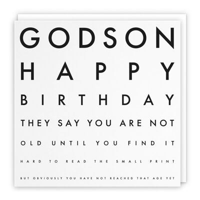 Hunts England Godson Humorous Joke Birthday Card - Godson - Happy Birthday - They Say You Are Not Old Until You Find It Hard To Read The Small Print... - Letters Collection