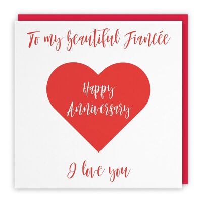 Hunts England Girlfriend Romantic Anniversary Card - To My Beautiful Girlfriend - Happy Anniversary - I Love You - Love Heart Collection