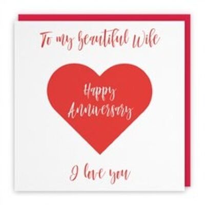 Hunts England Wife Romantic Birthday Card - To My Beautiful Wife - Happy Birthday - I Love You - Love Heart Collection
