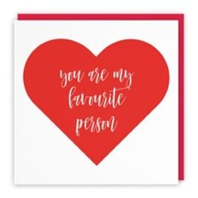 Hunts England Romantic Birthday / Anniversary Card - You Are My Favourite Person - Love Heart Collection
