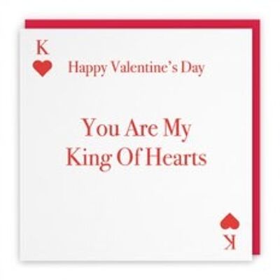 Hunts England Romantic Valentine's Day Card For Him - Happy Valentine's Day - You Are My King Of Hearts - Love Heart Collection