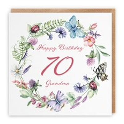 Hunts England Grandma 70th Birthday Card - Happy Birthday - 70 - Grandma - Meadow Collection