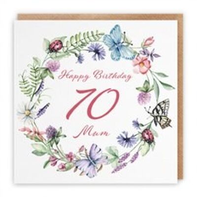 Hunts England Mum 70th Birthday Card - Happy Birthday - 70 - Mum - Meadow Collection