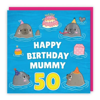 Hunts England Auntie Cute Seals Birthday Card - Happy Birthday - Auntie - Seals At A Birthday Party - Ocean Collection