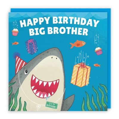 Hunts England Big Brother Cute Shark Birthday Card - Happy Birthday - Big Brother - Children's / Kids Birthday Card - Ocean Collection