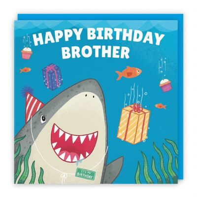 Hunts England Brother Cute Shark Birthday Card - Happy Birthday - Brother - Children's / Kids Birthday Card - Ocean Collection