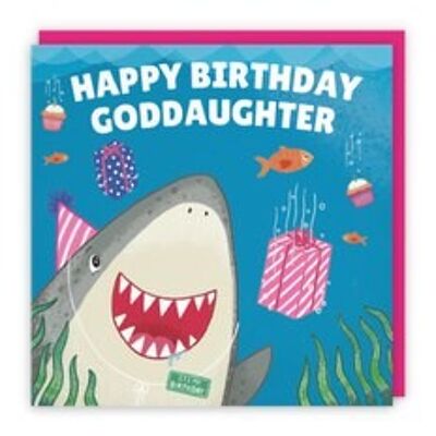 Hunts England Goddaughter Cute Shark Birthday Card - Happy Birthday - Goddaughter - Children's / Kids Birthday Card - Ocean Collection